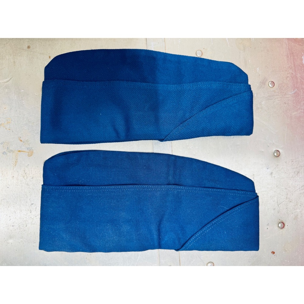 Vintage 1975 US Air Force Garrison Cap Bancroft Blue Wool Side Flight Hat 6 7/8
